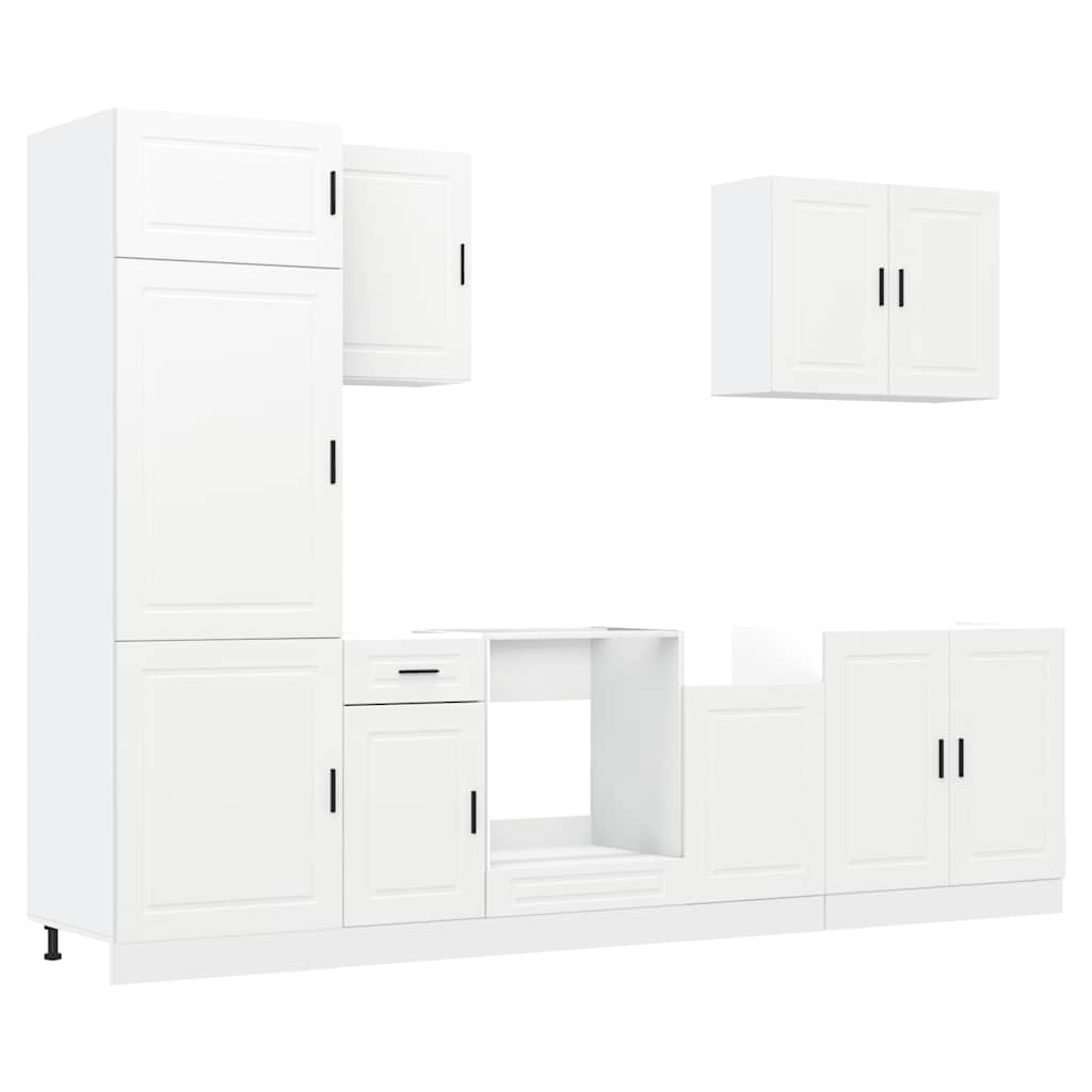 7 Piece Kitchen Cabinet Set Kalmar White Engineered Wood