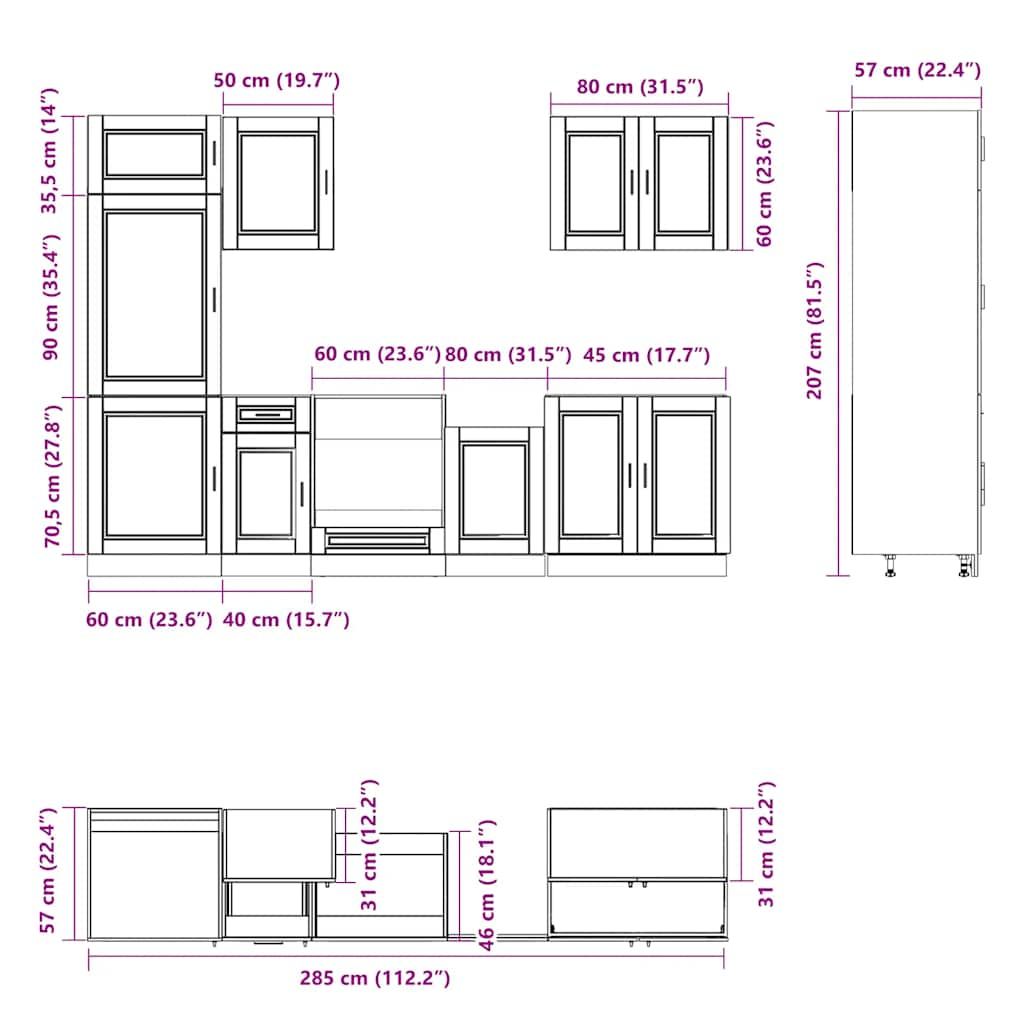 7 Piece Kitchen Cabinet Set Kalmar White Engineered Wood