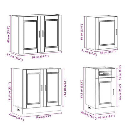 7 Piece Kitchen Cabinet Set Kalmar White Engineered Wood