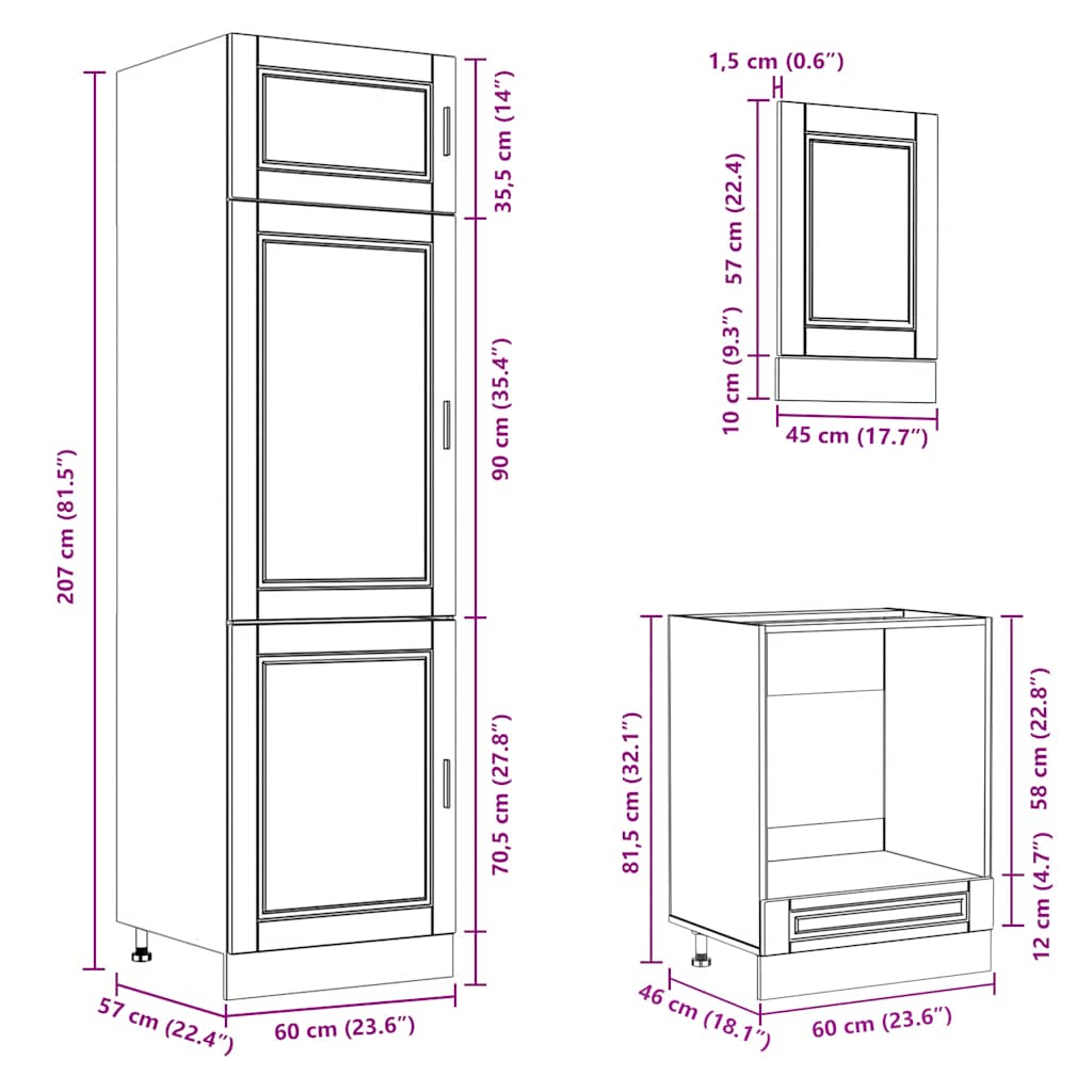 7 Piece Kitchen Cabinet Set Kalmar High Gloss White Engineered Wood