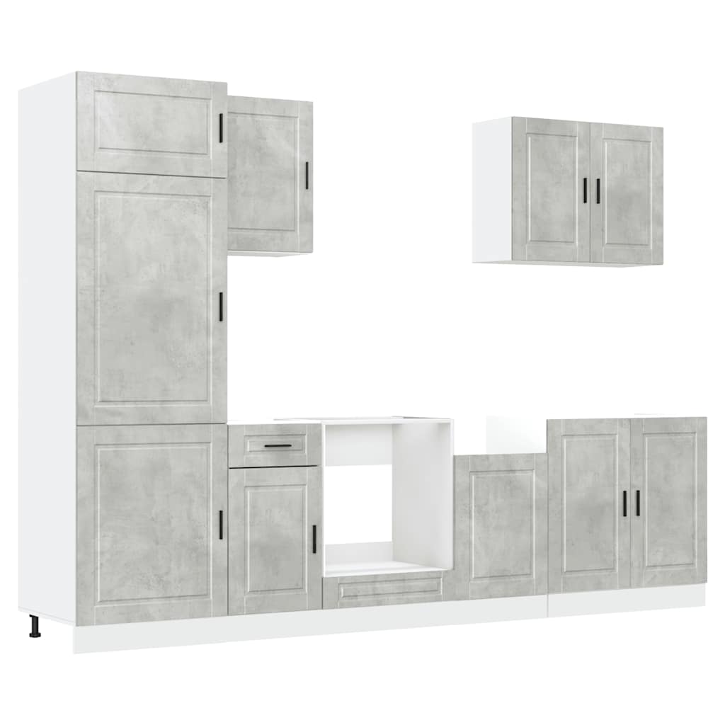 7 Piece Kitchen Cabinet Set Kalmar Concrete Grey Engineered Wood