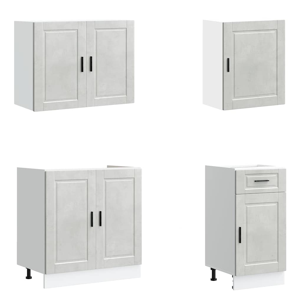 7 Piece Kitchen Cabinet Set Kalmar Concrete Grey Engineered Wood