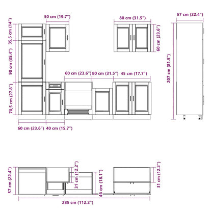 7 Piece Kitchen Cabinet Set Kalmar Concrete Grey Engineered Wood