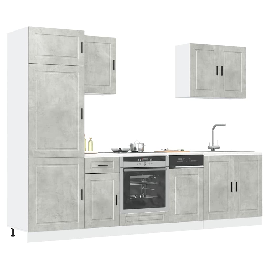 7 Piece Kitchen Cabinet Set Kalmar Concrete Grey Engineered Wood