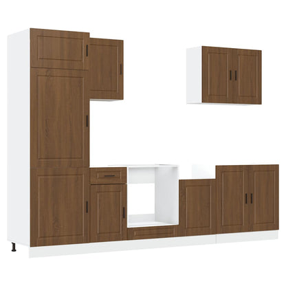 7 Piece Kitchen Cabinet Set Kalmar Brown Oak Engineered Wood