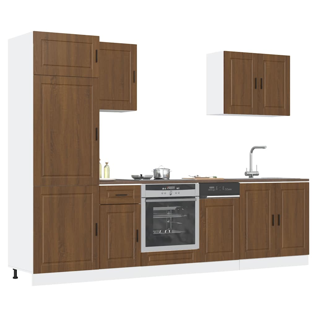 7 Piece Kitchen Cabinet Set Kalmar Brown Oak Engineered Wood