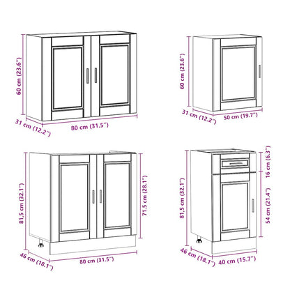 7 Piece Kitchen Cabinet Set Kalmar Old Wood Engineered Wood