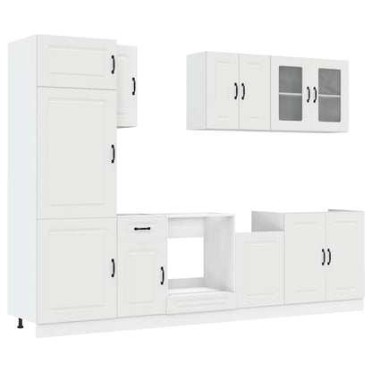 8 Piece Kitchen Cabinet Set Kalmar White Engineered Wood