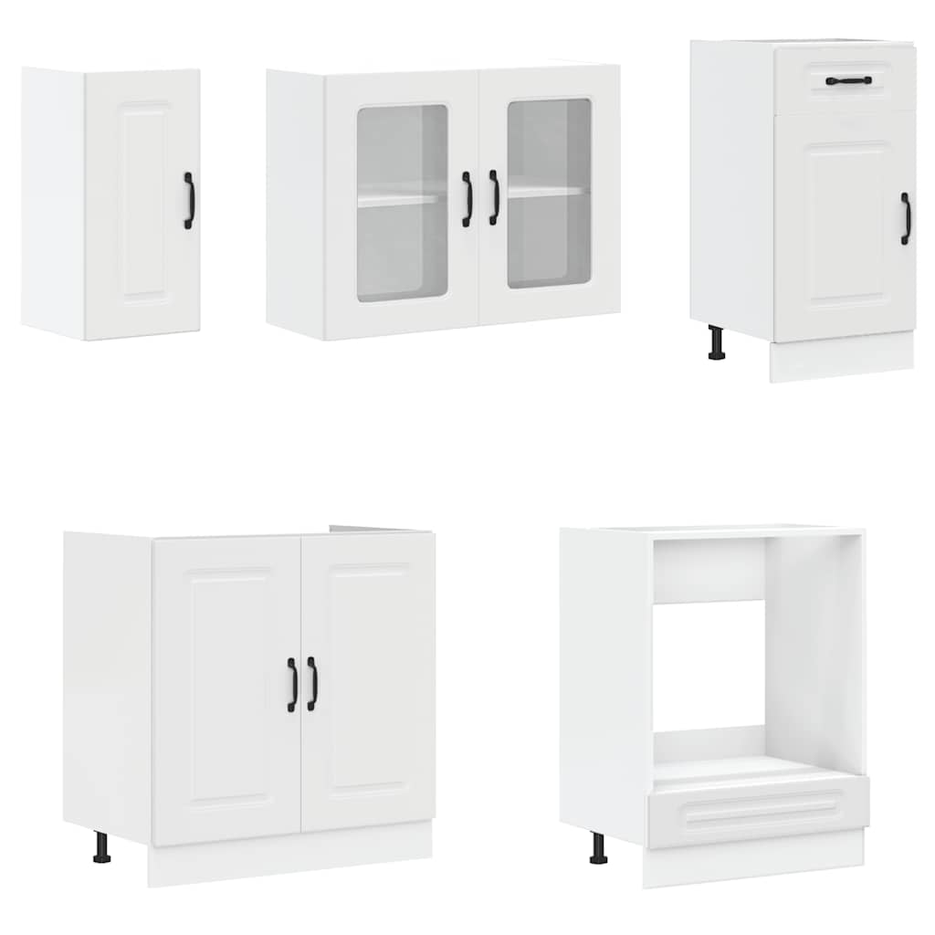 8 Piece Kitchen Cabinet Set Kalmar White Engineered Wood