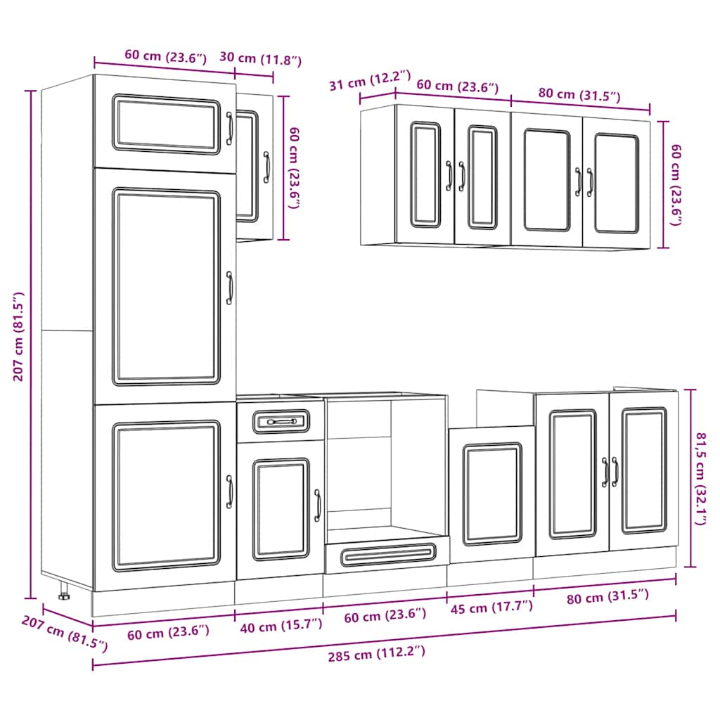 8 Piece Kitchen Cabinet Set Kalmar White Engineered Wood