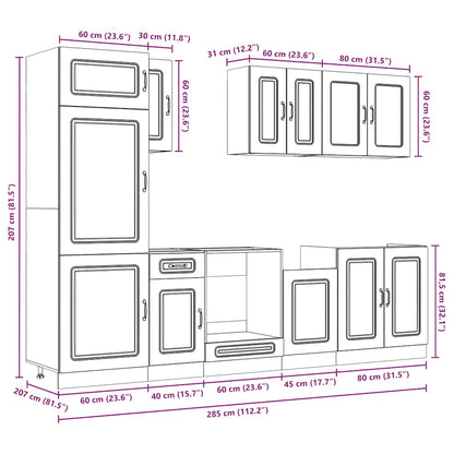 8 Piece Kitchen Cabinet Set Kalmar White Engineered Wood