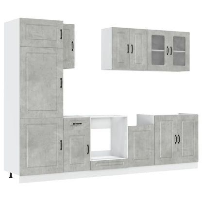 8 Piece Kitchen Cabinet Set Kalmar Concrete Grey Engineered Wood