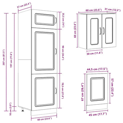 8 Piece Kitchen Cabinet Set Kalmar Concrete Grey Engineered Wood