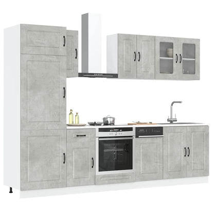 8 Piece Kitchen Cabinet Set Kalmar Concrete Grey Engineered Wood