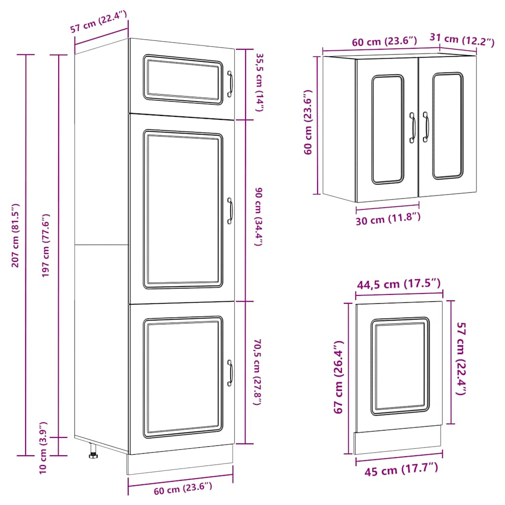 8 Piece Kitchen Cabinet Set Kalmar Smoked Oak Engineered Wood