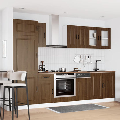 8 Piece Kitchen Cabinet Set Kalmar Brown Oak Engineered Wood