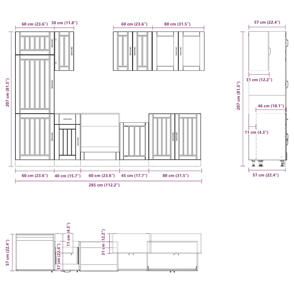 8 Piece Kitchen Cabinet Set Kalmar White Engineered Wood