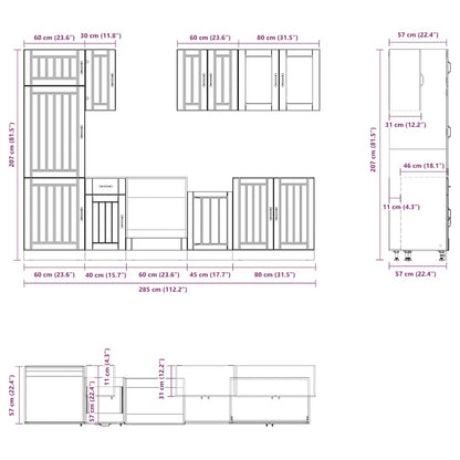 8 Piece Kitchen Cabinet Set Kalmar White Engineered Wood