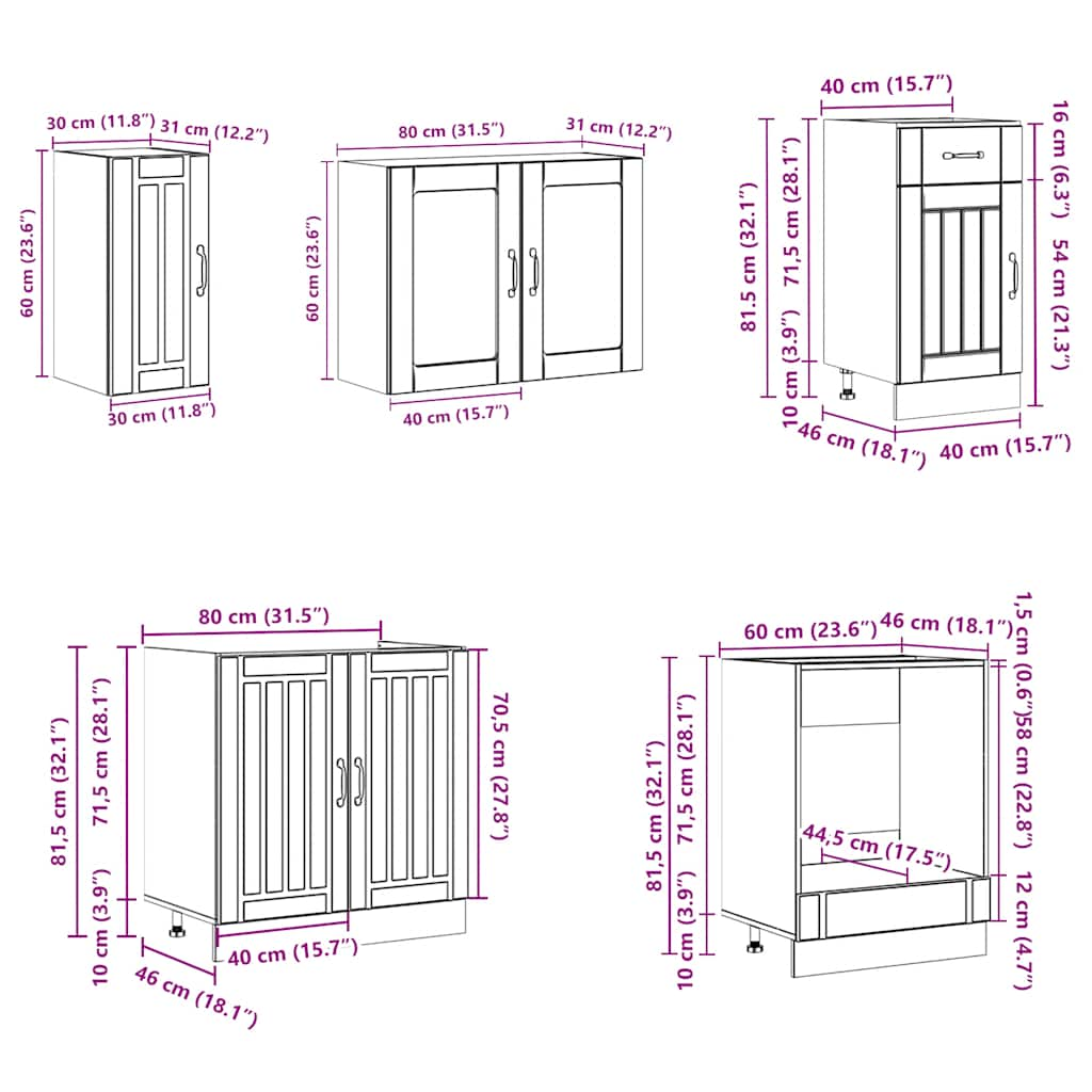 8 Piece Kitchen Cabinet Set Kalmar White Engineered Wood