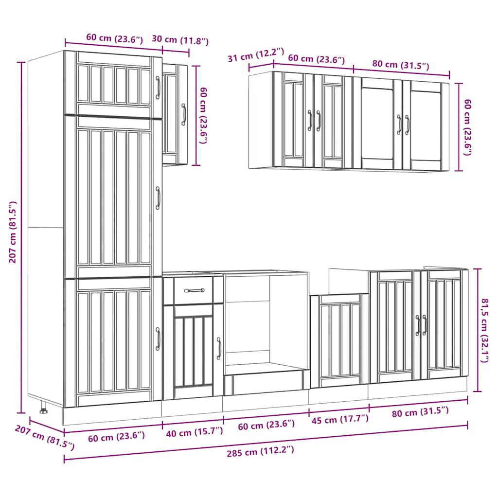 8 Piece Kitchen Cabinet Set Kalmar White Engineered Wood