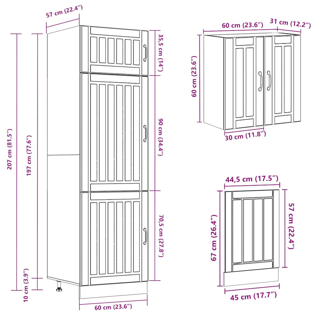 8 Piece Kitchen Cabinet Set Kalmar Black Engineered Wood