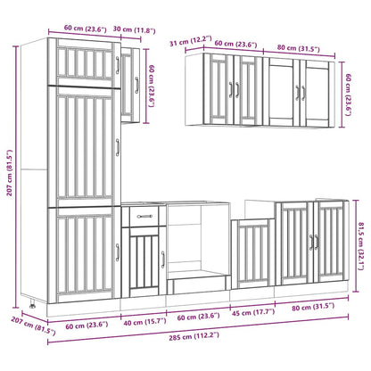 8 Piece Kitchen Cabinet Set Kalmar Black Engineered Wood