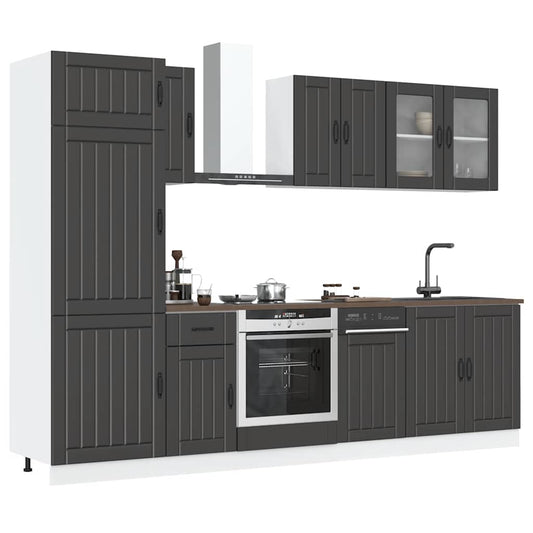 8 Piece Kitchen Cabinet Set Kalmar Black Engineered Wood