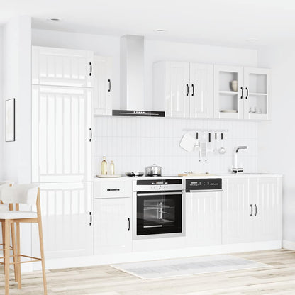 8 Piece Kitchen Cabinet Set Kalmar High Gloss White Engineered Wood