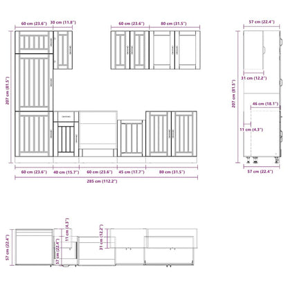 8 Piece Kitchen Cabinet Set Kalmar High Gloss White Engineered Wood