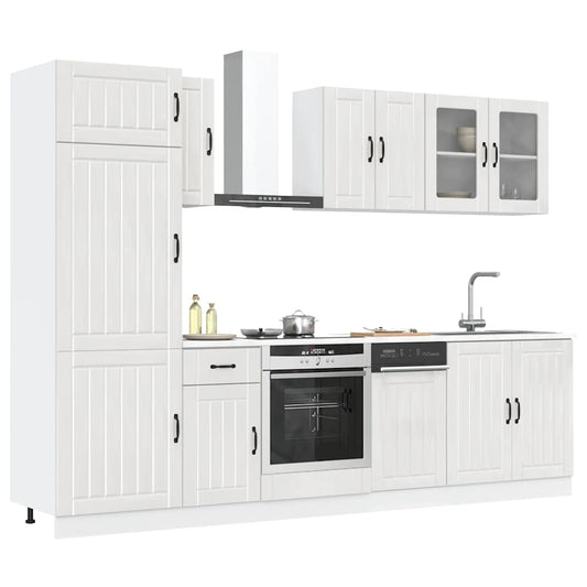 8 Piece Kitchen Cabinet Set Kalmar High Gloss White Engineered Wood