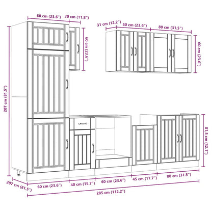 8 Piece Kitchen Cabinet Set Kalmar Sonoma Oak Engineered Wood