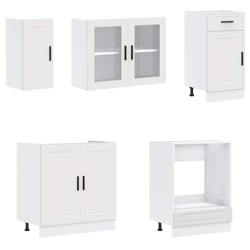 8 Piece Kitchen Cabinet Set Kalmar White Engineered Wood