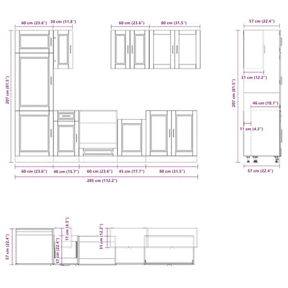 8 Piece Kitchen Cabinet Set Kalmar White Engineered Wood