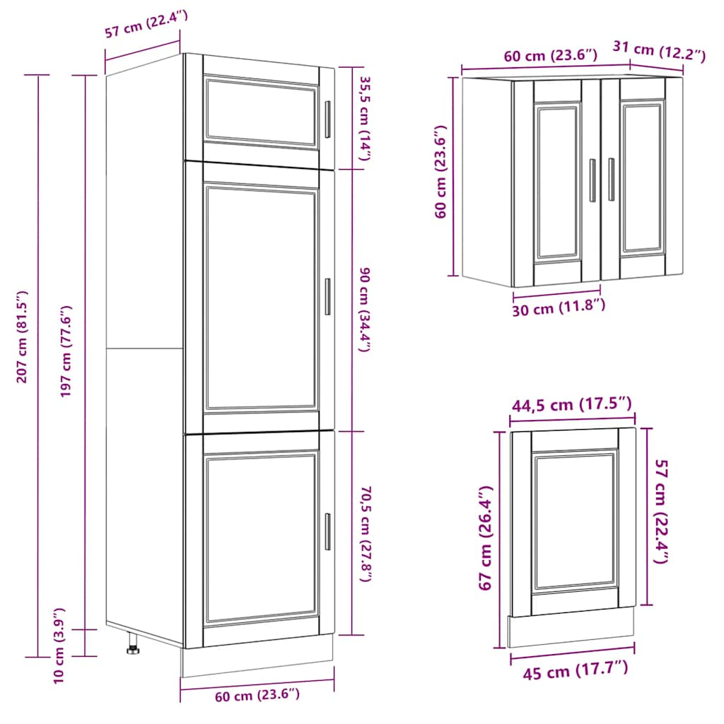 8 Piece Kitchen Cabinet Set Kalmar Sonoma Oak Engineered Wood