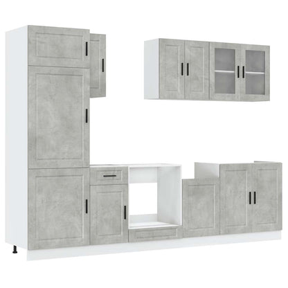 8 Piece Kitchen Cabinet Set Kalmar Concrete Grey Engineered Wood