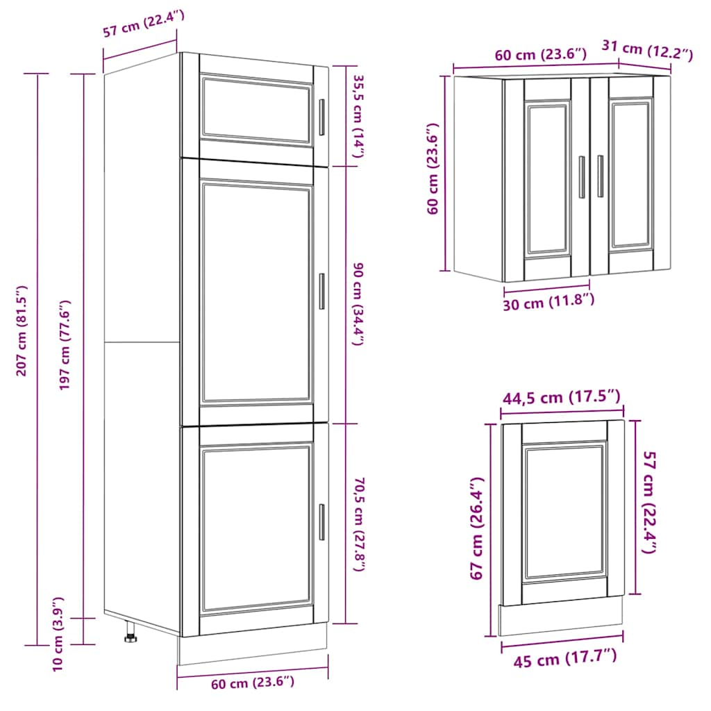 8 Piece Kitchen Cabinet Set Kalmar Concrete Grey Engineered Wood