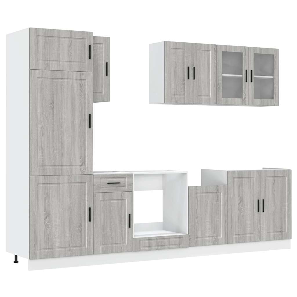 8 Piece Kitchen Cabinet Set Kalmar Grey Sonoma Engineered Wood