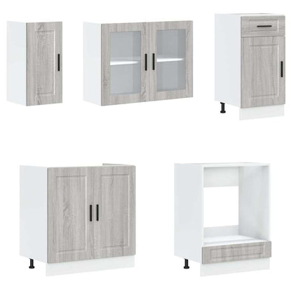 8 Piece Kitchen Cabinet Set Kalmar Grey Sonoma Engineered Wood