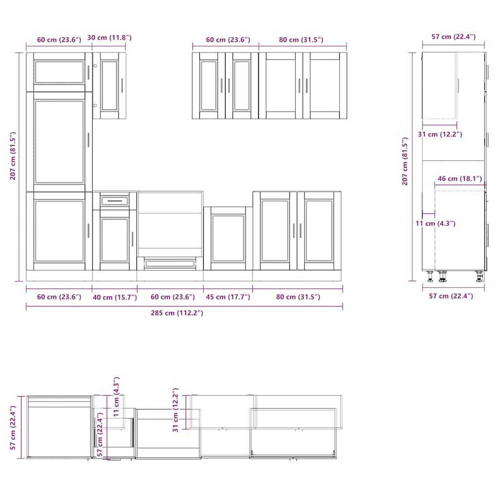 8 Piece Kitchen Cabinet Set Kalmar Grey Sonoma Engineered Wood