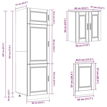 8 Piece Kitchen Cabinet Set Kalmar Grey Sonoma Engineered Wood