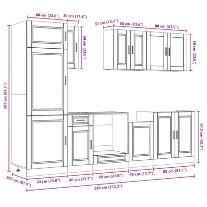 8 Piece Kitchen Cabinet Set Kalmar Grey Sonoma Engineered Wood