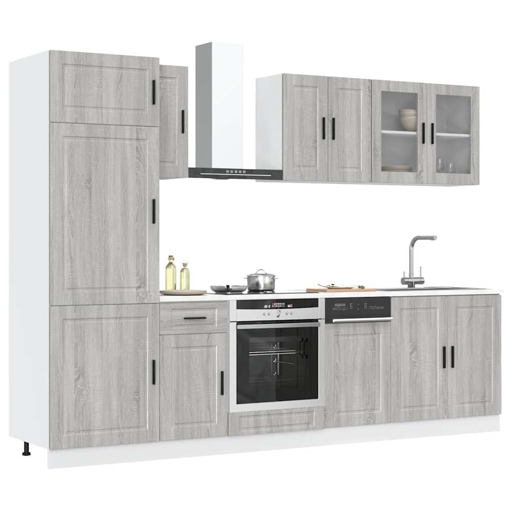 8 Piece Kitchen Cabinet Set Kalmar Grey Sonoma Engineered Wood