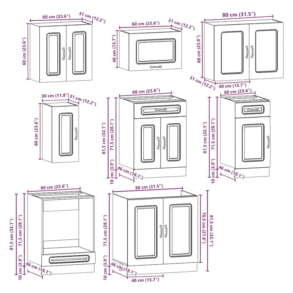 8 Piece Kitchen Cabinet Set Kalmar White Engineered Wood