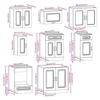 8 Piece Kitchen Cabinet Set Kalmar White Engineered Wood