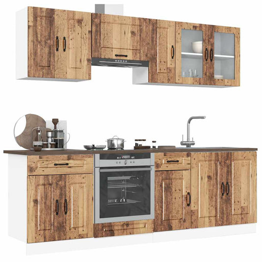 8 Piece Kitchen Cabinet Set Kalmar Old Wood Engineered Wood