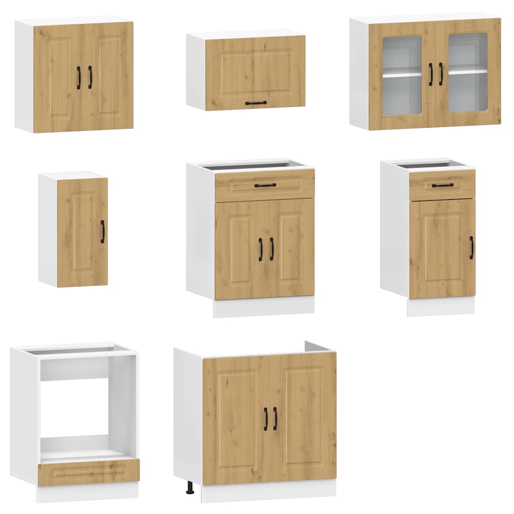 8 Piece Kitchen Cabinet Set Kalmar Artisan Oak Engineered Wood