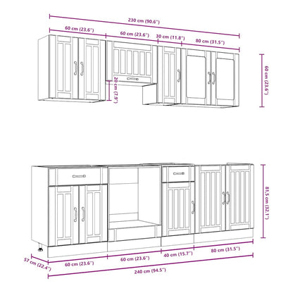 8 Piece Kitchen Cabinet Set Kalmar White Engineered Wood