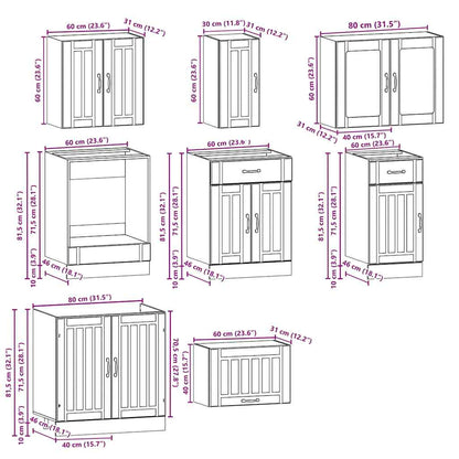 8 Piece Kitchen Cabinet Set Kalmar Black Engineered Wood