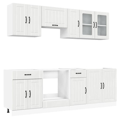 8 Piece Kitchen Cabinet Set Kalmar High Gloss White Engineered Wood