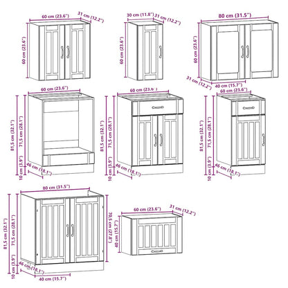 8 Piece Kitchen Cabinet Set Kalmar High Gloss White Engineered Wood